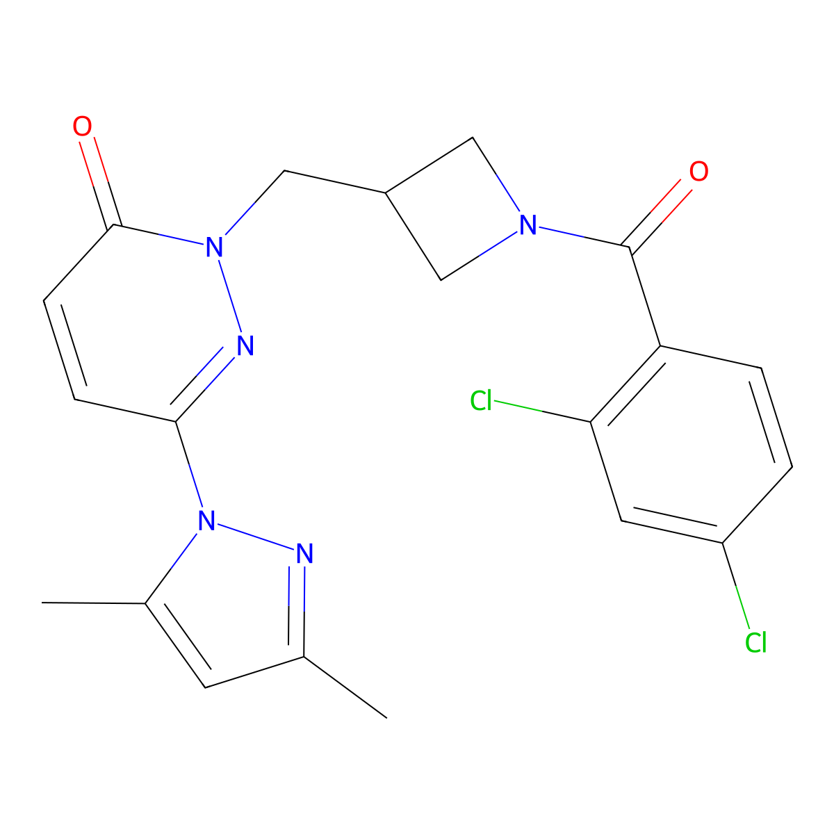 2-{[1-(2,4-dichlorobenzoyl)azetidin-3-yl]methyl}-6-(3,5-dimethyl-1H-pyrazol-1-yl)-2,3-dihydropyridazin-3-one molecular structure, CAS 2319633-23-1