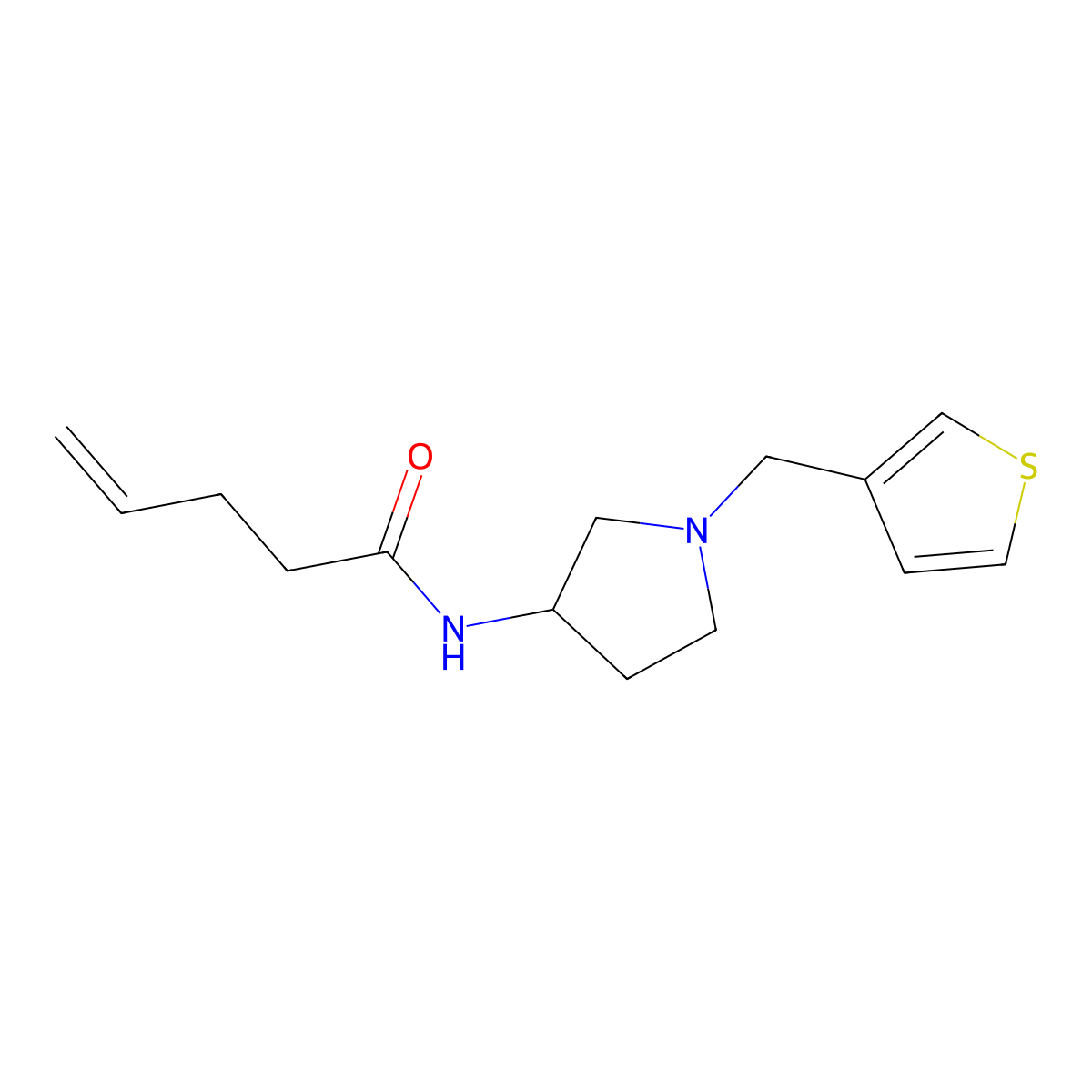 N-(1-(thiophen-3-ylmethyl)pyrrolidin-3-yl)pent-4-enamide molecular structure, CAS 2319633-54-8