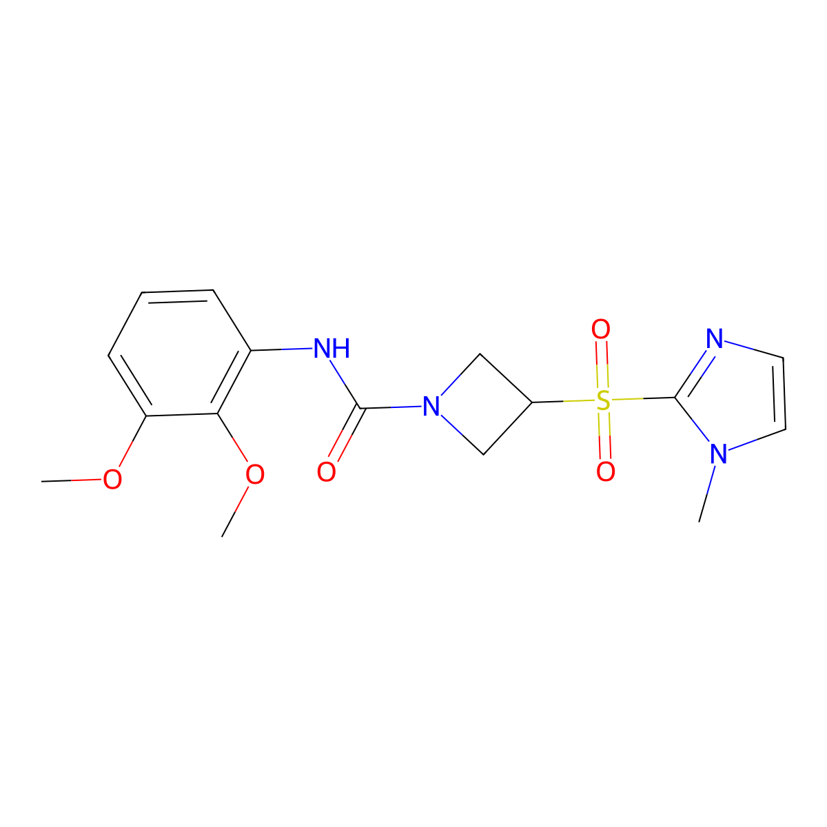 N-(2,3-dimethoxyphenyl)-3-((1-methyl-1H-imidazol-2-yl)sulfonyl)azetidine-1-carboxamide molecular structure, CAS 2319633-61-7