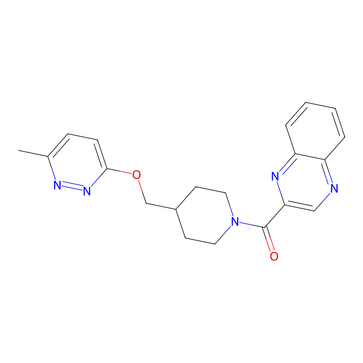 2-(4-{[(6-Methylpyridazin-3-yl)oxy]methyl}piperidine-1-carbonyl)quinoxaline molecular structure, CAS 2319633-83-3