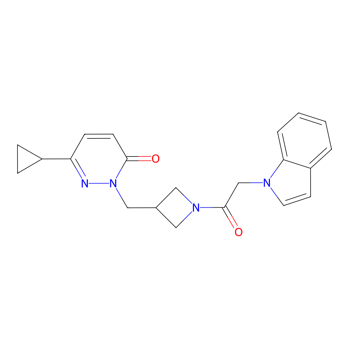 6-cyclopropyl-2-({1-[2-(1H-indol-1-yl)acetyl]azetidin-3-yl}methyl)-2,3-dihydropyridazin-3-one molecular structure, CAS 2319633-95-7
