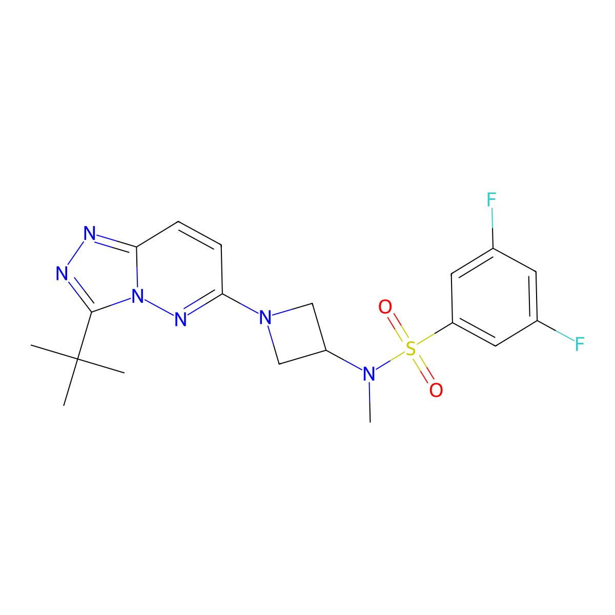 N-(1-{3-tert-butyl-[1,2,4]triazolo[4,3-b]pyridazin-6-yl}azetidin-3-yl)-3,5-difluoro-N-methylbenzene-1-sulfonamide molecular structure, CAS 2319634-95-0