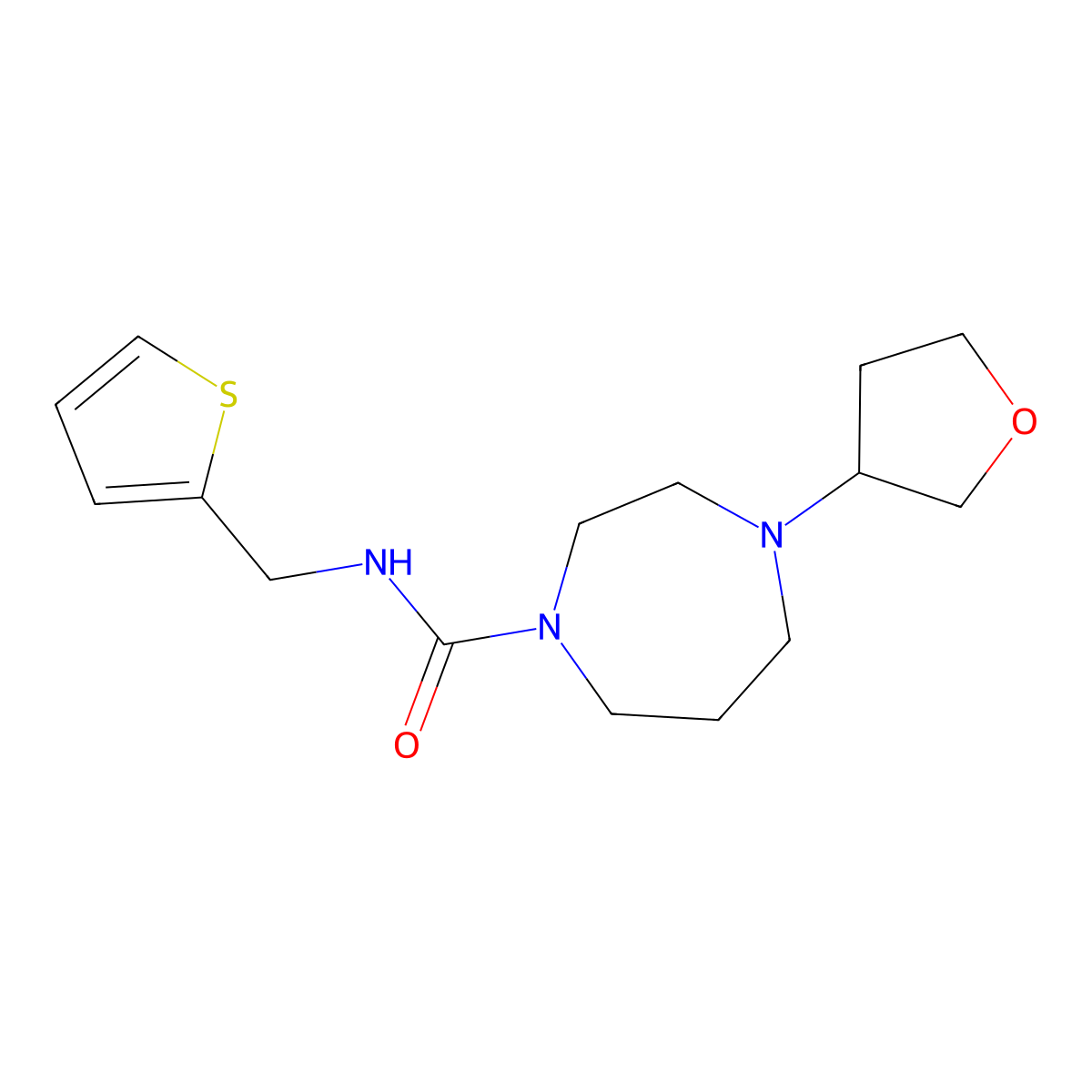4-(oxolan-3-yl)-N-[(thiophen-2-yl)methyl]-1,4-diazepane-1-carboxamide molecular structure, CAS 2319635-00-0