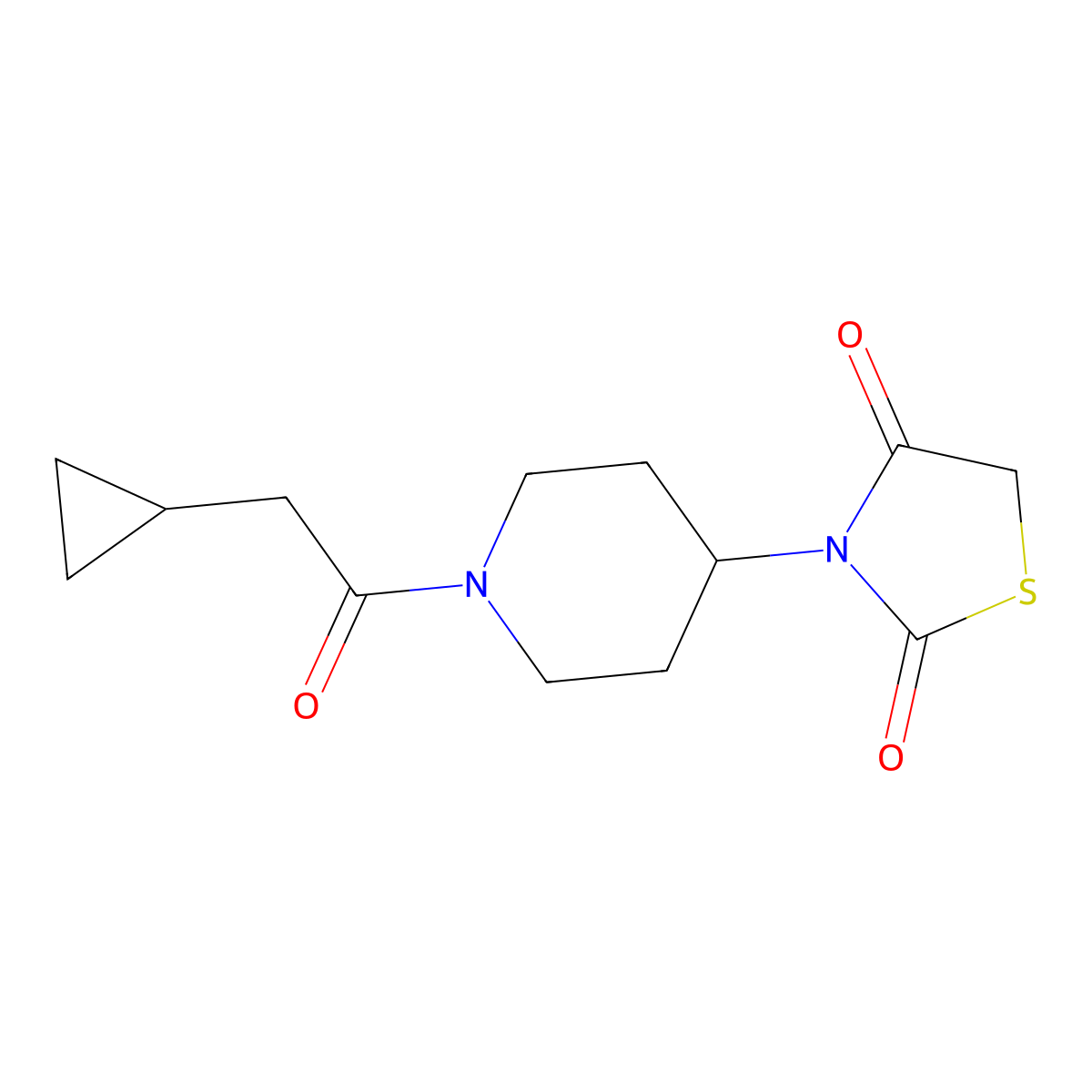 3-[1-(2-Cyclopropylacetyl)piperidin-4-yl]-1,3-thiazolidine-2,4-dione molecular structure, CAS 2319635-27-1