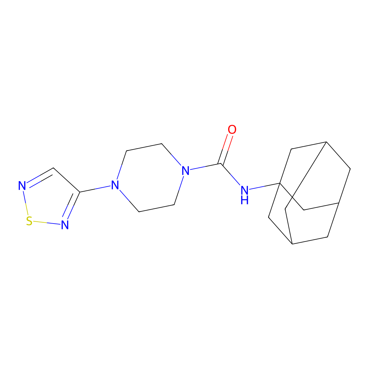 N-(adamantan-1-yl)-4-(1,2,5-thiadiazol-3-yl)piperazine-1-carboxamide molecular structure, CAS 2319635-44-2
