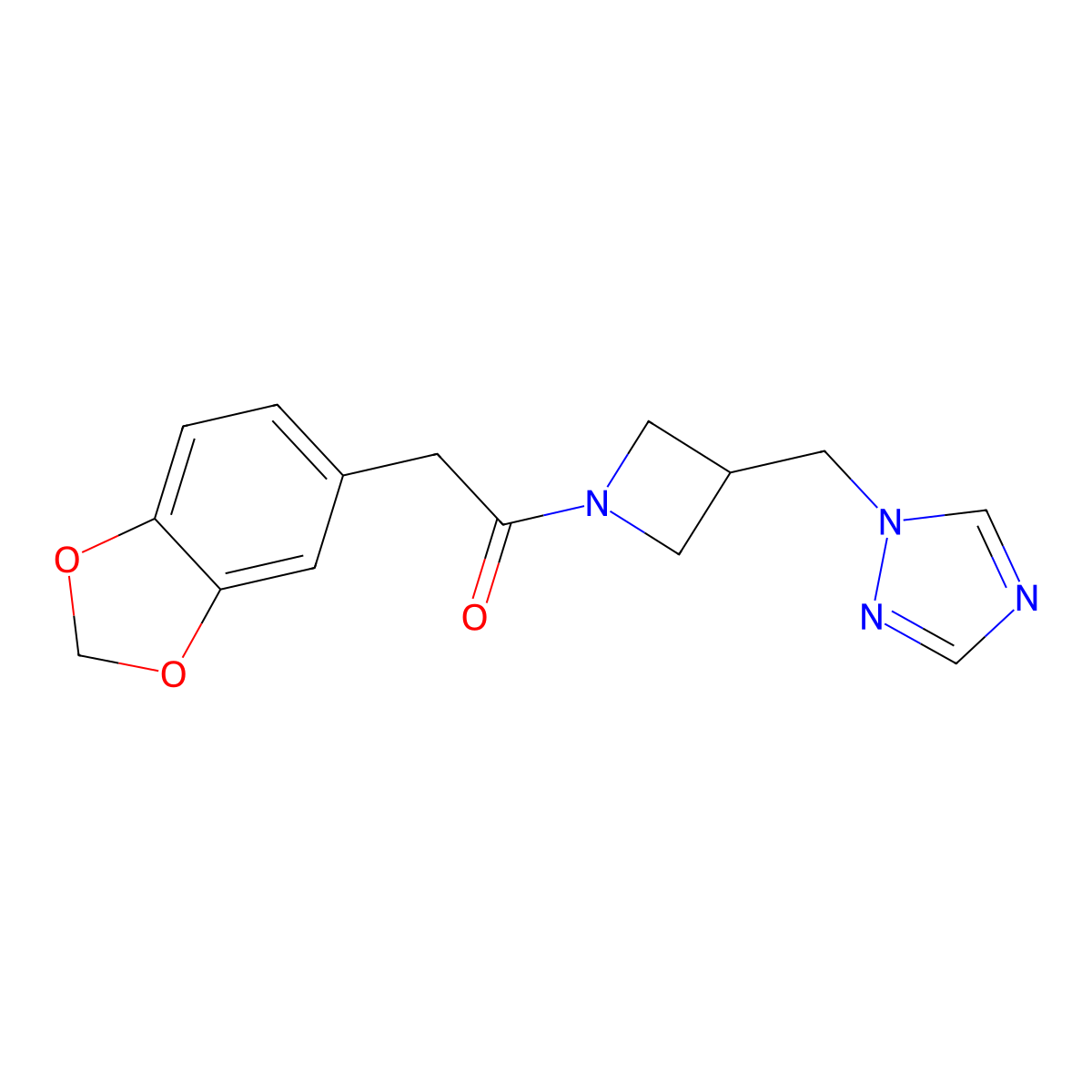 1-(3-((1H-1,2,4-triazol-1-yl)methyl)azetidin-1-yl)-2-(benzo[d][1,3]dioxol-5-yl)ethan-1-one molecular structure, CAS 2319635-50-0