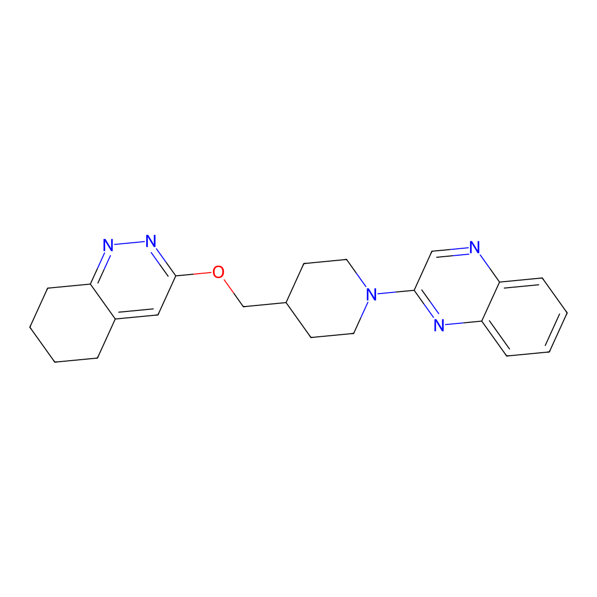 2-{4-[(5,6,7,8-Tetrahydrocinnolin-3-yloxy)methyl]piperidin-1-yl}quinoxaline molecular structure, CAS 2319635-53-3