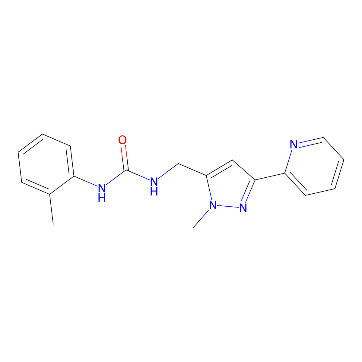 3-{[1-methyl-3-(pyridin-2-yl)-1H-pyrazol-5-yl]methyl}-1-(2-methylphenyl)urea molecular structure, CAS 2319635-61-3
