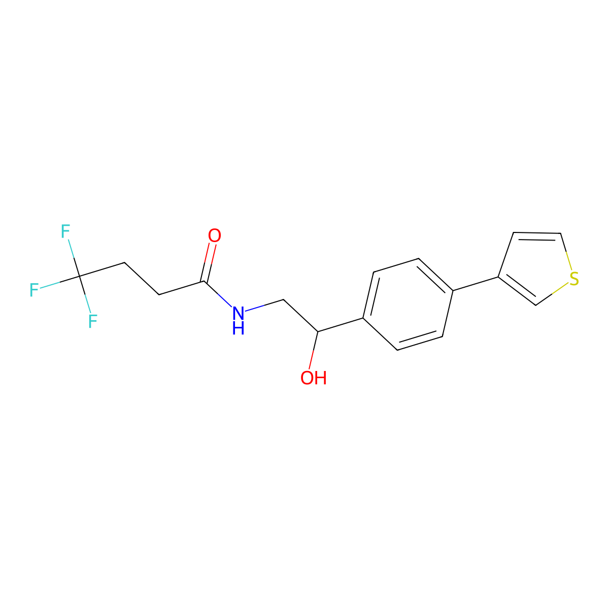 4,4,4-trifluoro-N-{2-hydroxy-2-[4-(thiophen-3-yl)phenyl]ethyl}butanamide molecular structure, CAS 2319635-74-8