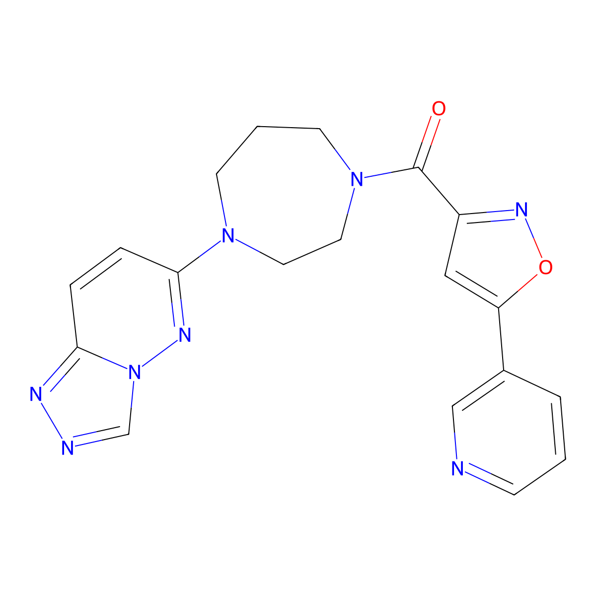 1-[5-(Pyridin-3-yl)-1,2-oxazole-3-carbonyl]-4-{[1,2,4]triazolo[4,3-b]pyridazin-6-yl}-1,4-diazepane molecular structure, CAS 2319635-83-9