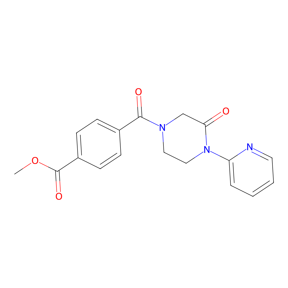 Methyl 4-(3-oxo-4-(pyridin-2-yl)piperazine-1-carbonyl)benzoate molecular structure, CAS 2319635-90-8