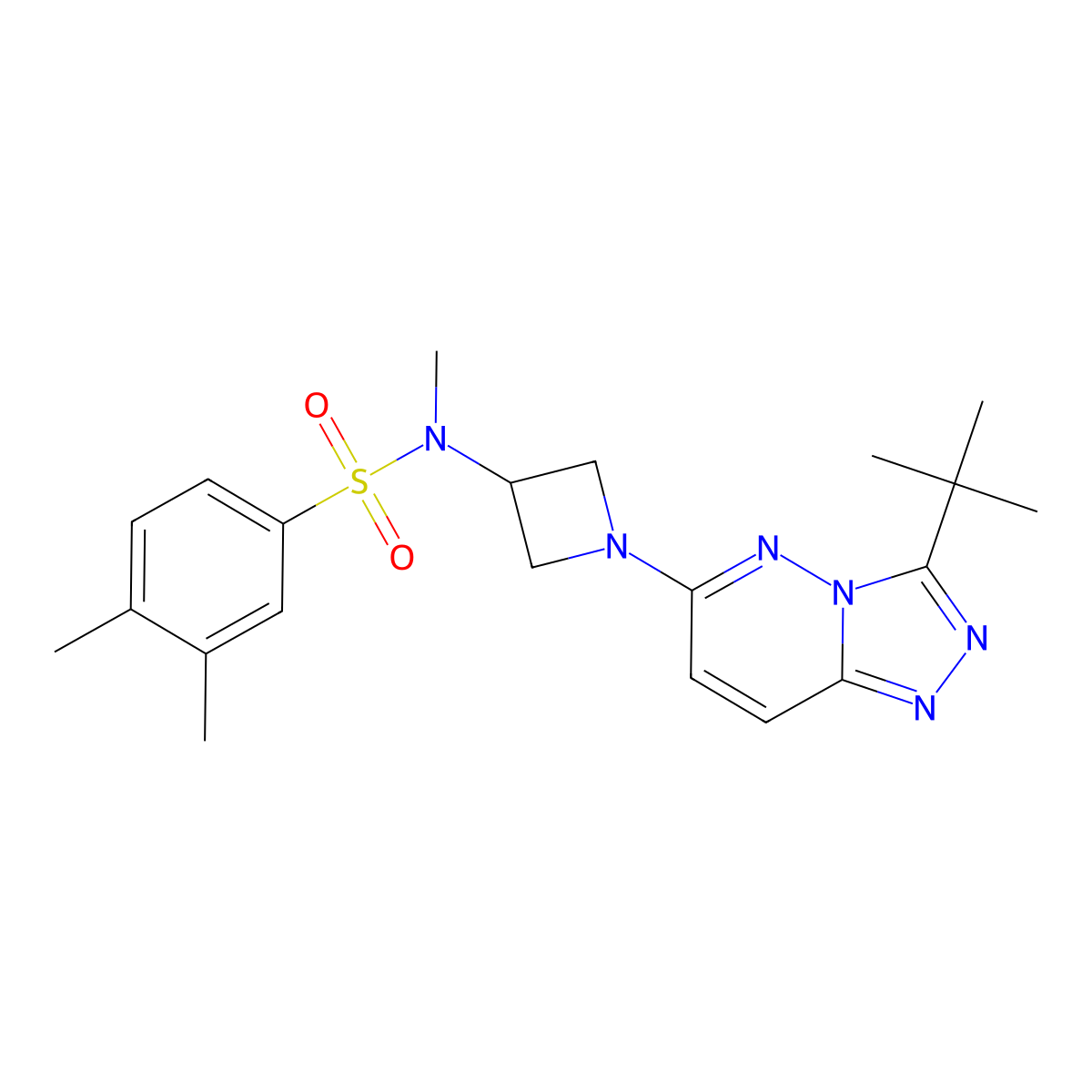 N-(1-{3-tert-butyl-[1,2,4]triazolo[4,3-b]pyridazin-6-yl}azetidin-3-yl)-N,3,4-trimethylbenzene-1-sulfonamide molecular structure, CAS 2319636-11-6