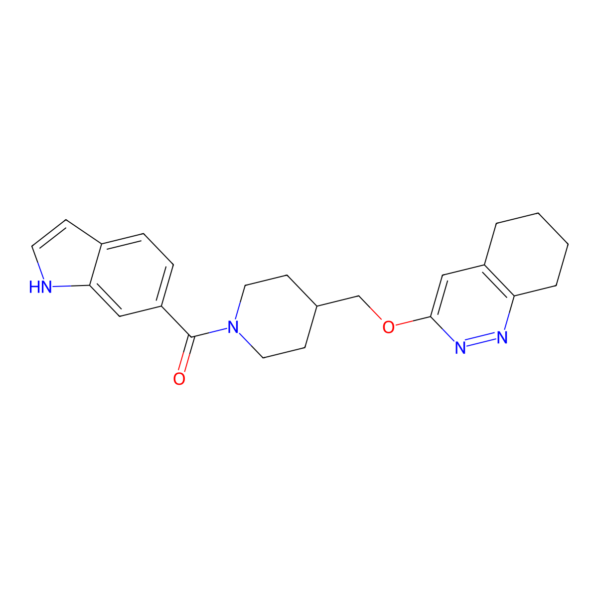 3-{[1-(1H-indole-6-carbonyl)piperidin-4-yl]methoxy}-5,6,7,8-tetrahydrocinnoline molecular structure, CAS 2319636-14-9