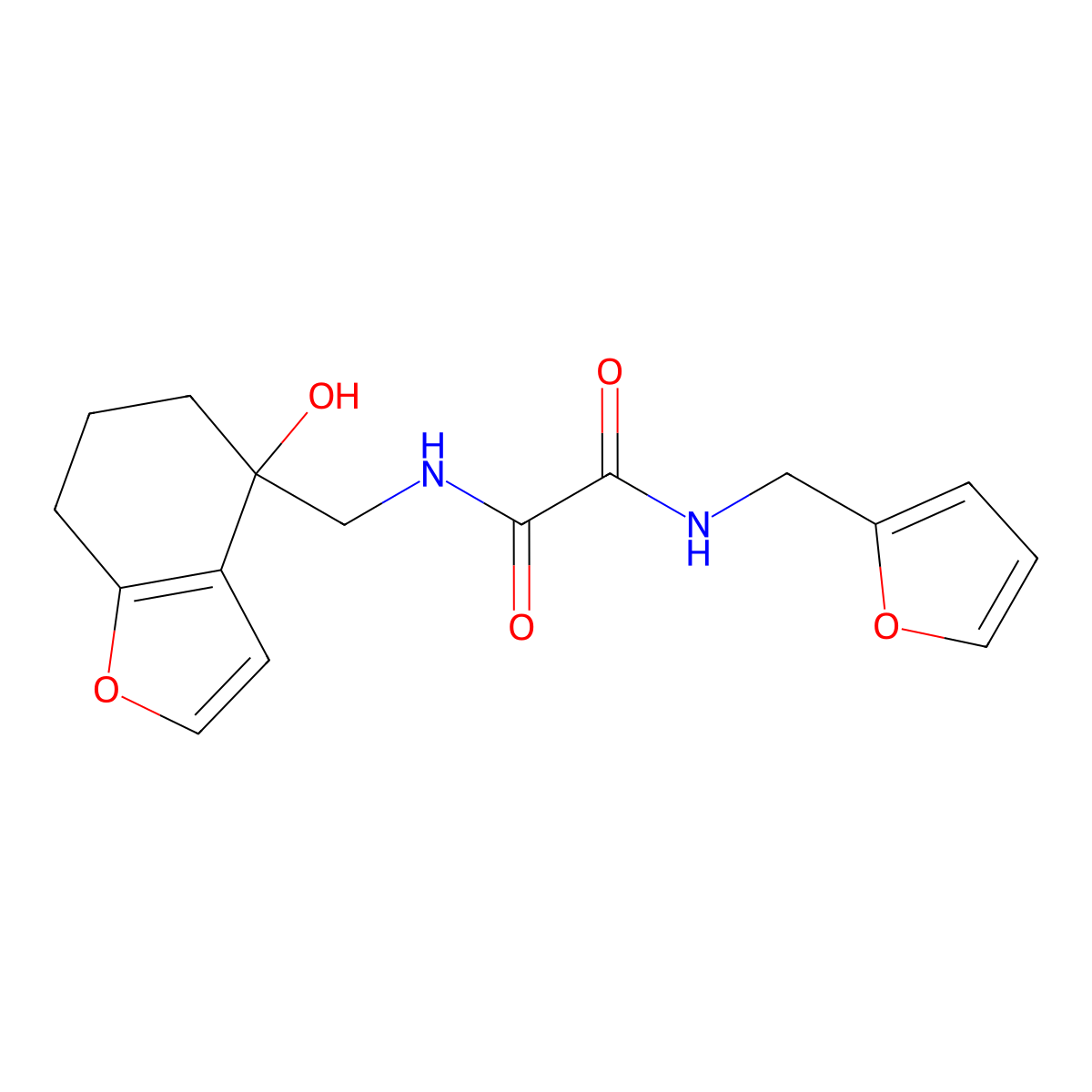 N'-[(furan-2-yl)methyl]-N-[(4-hydroxy-4,5,6,7-tetrahydro-1-benzofuran-4-yl)methyl]ethanediamide molecular structure, CAS 2319636-19-4