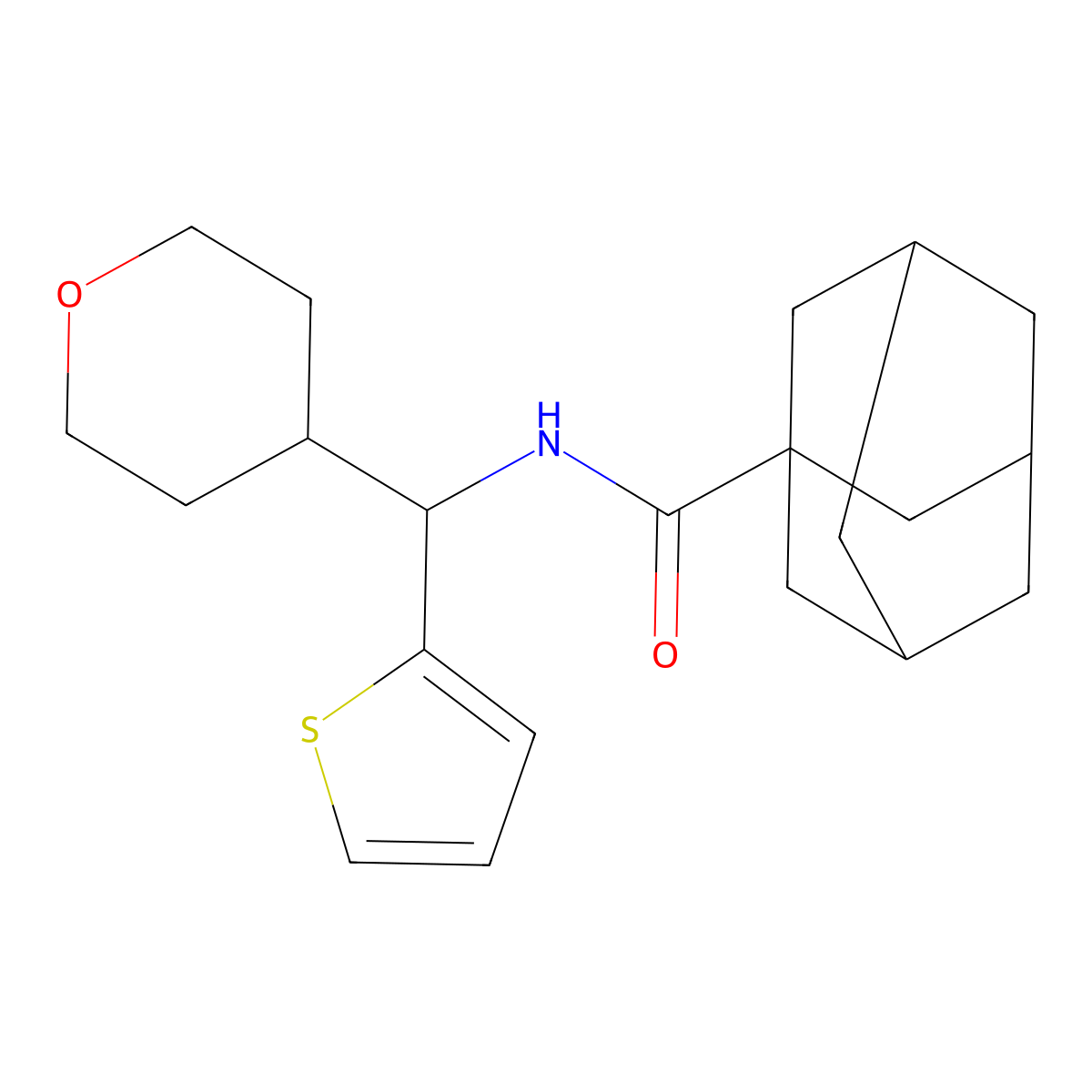 N-[(oxan-4-yl)(thiophen-2-yl)methyl]adamantane-1-carboxamide molecular structure, CAS 2319636-37-6