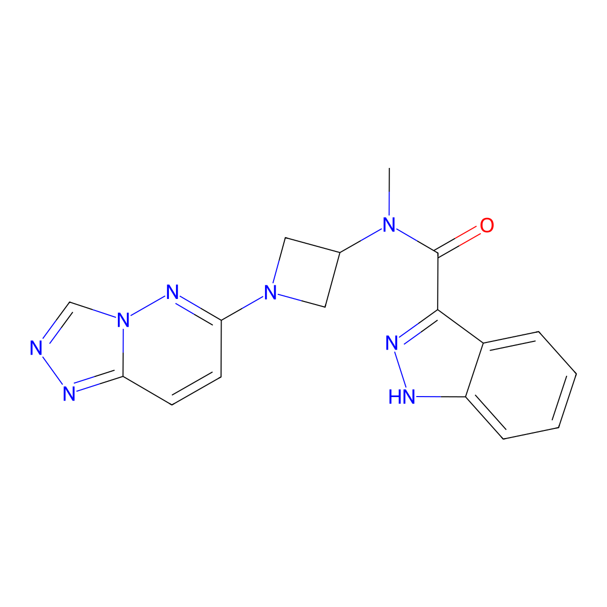 N-methyl-N-(1-{[1,2,4]triazolo[4,3-b]pyridazin-6-yl}azetidin-3-yl)-1H-indazole-3-carboxamide molecular structure, CAS 2319637-23-3