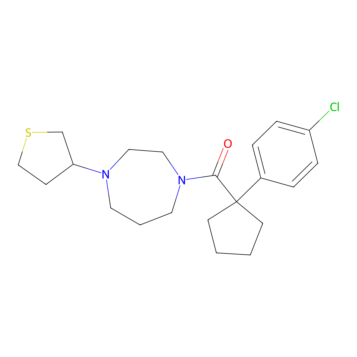 1-[1-(4-Chlorophenyl)cyclopentanecarbonyl]-4-(thiolan-3-yl)-1,4-diazepane molecular structure, CAS 2319637-39-1
