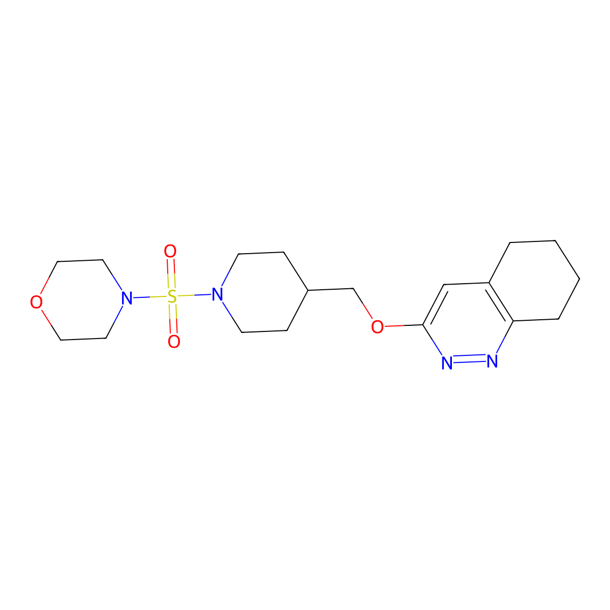 3-{[1-(Morpholine-4-sulfonyl)piperidin-4-yl]methoxy}-5,6,7,8-tetrahydrocinnoline molecular structure, CAS 2319637-47-1