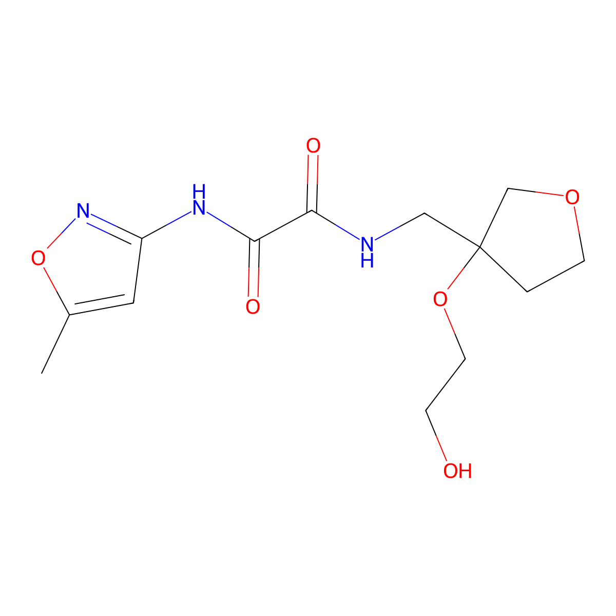 N1-((3-(2-hydroxyethoxy)tetrahydrofuran-3-yl)methyl)-N2-(5-methylisoxazol-3-yl)oxalamide molecular structure, CAS 2319637-51-7