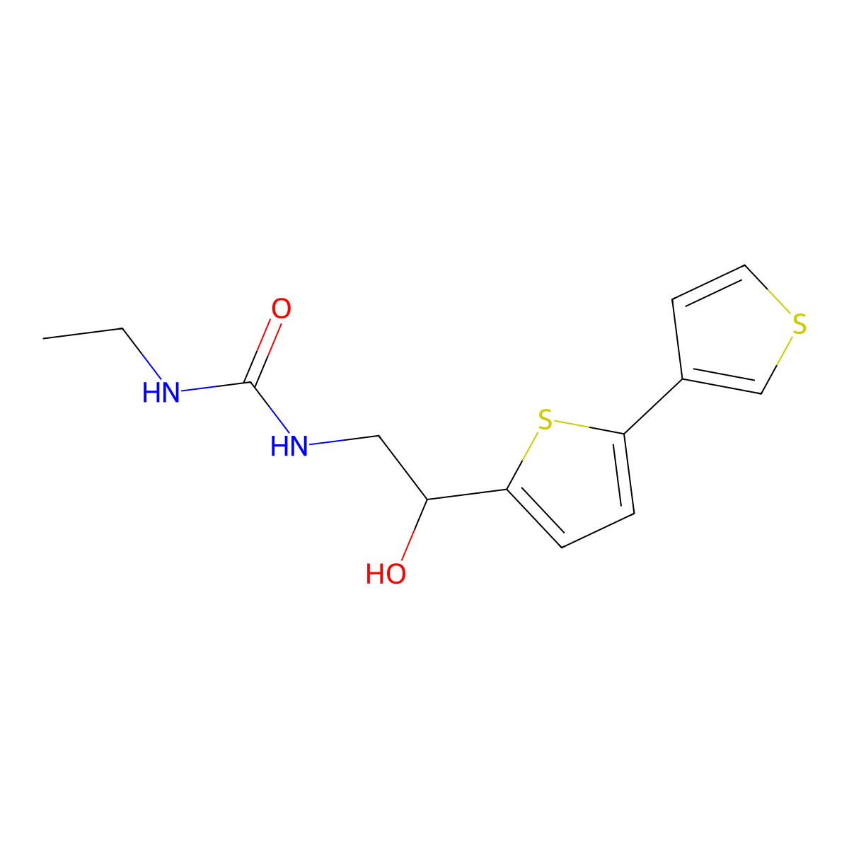 1-(2-{[2,3'-Bithiophene]-5-yl}-2-hydroxyethyl)-3-ethylurea molecular structure, CAS 2319637-62-0