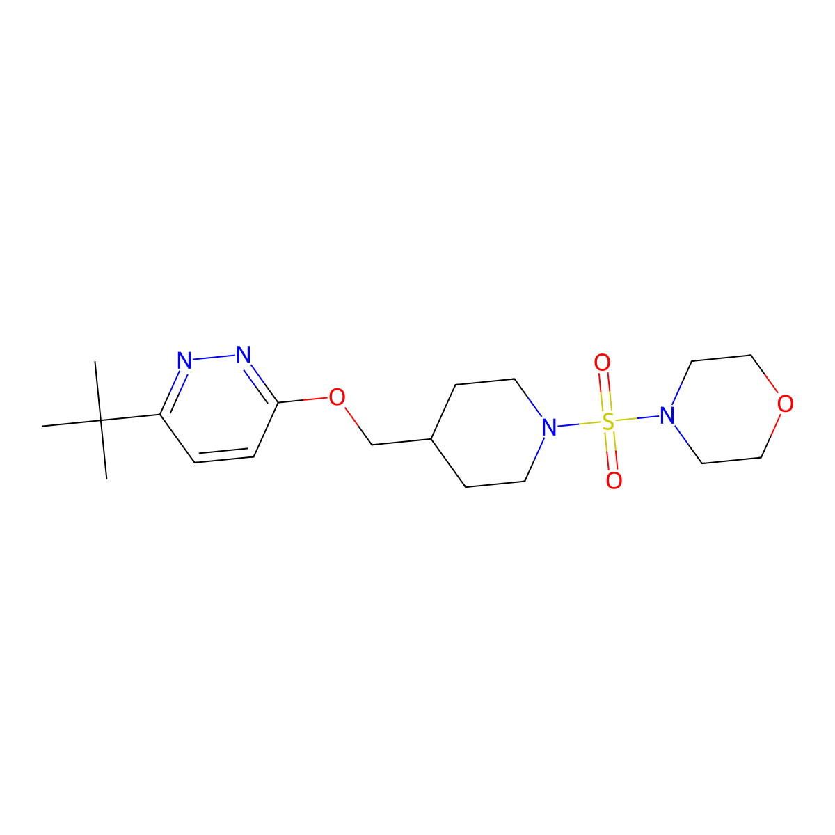 4-[(4-{[(6-Tert-butylpyridazin-3-yl)oxy]methyl}piperidin-1-yl)sulfonyl]morpholine molecular structure, CAS 2319637-65-3