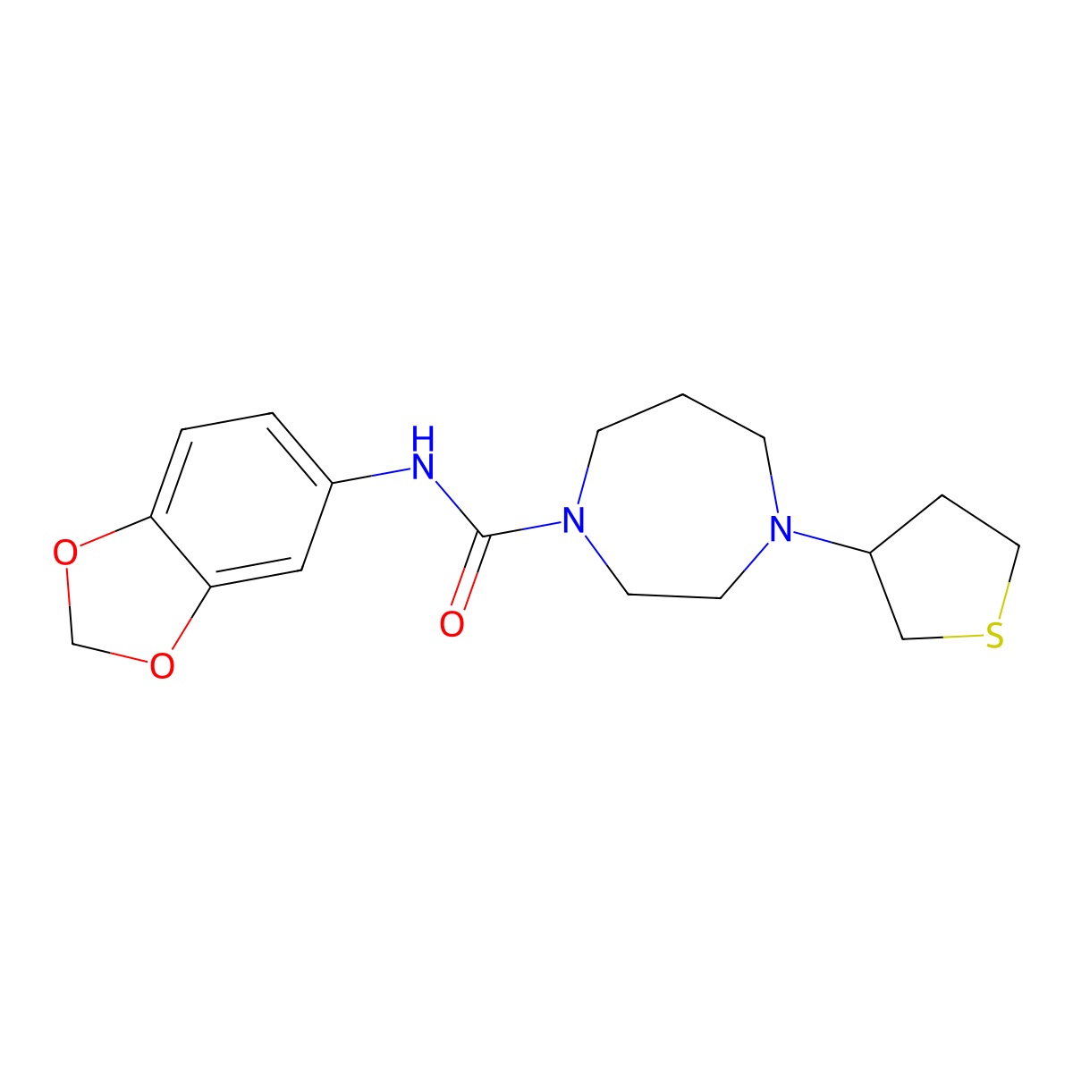 N-(2H-1,3-benzodioxol-5-yl)-4-(thiolan-3-yl)-1,4-diazepane-1-carboxamide molecular structure, CAS 2319637-67-5