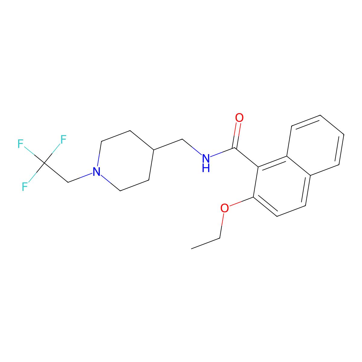 2-ethoxy-N-{[1-(2,2,2-trifluoroethyl)piperidin-4-yl]methyl}naphthalene-1-carboxamide molecular structure, CAS 2319637-76-6