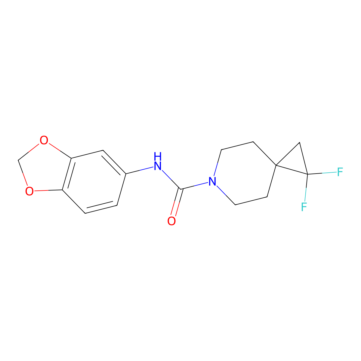 N-(1,3-Benzodioxol-5-yl)-2,2-difluoro-6-azaspiro[2.5]octane-6-carboxamide molecular structure, CAS 2319637-79-9