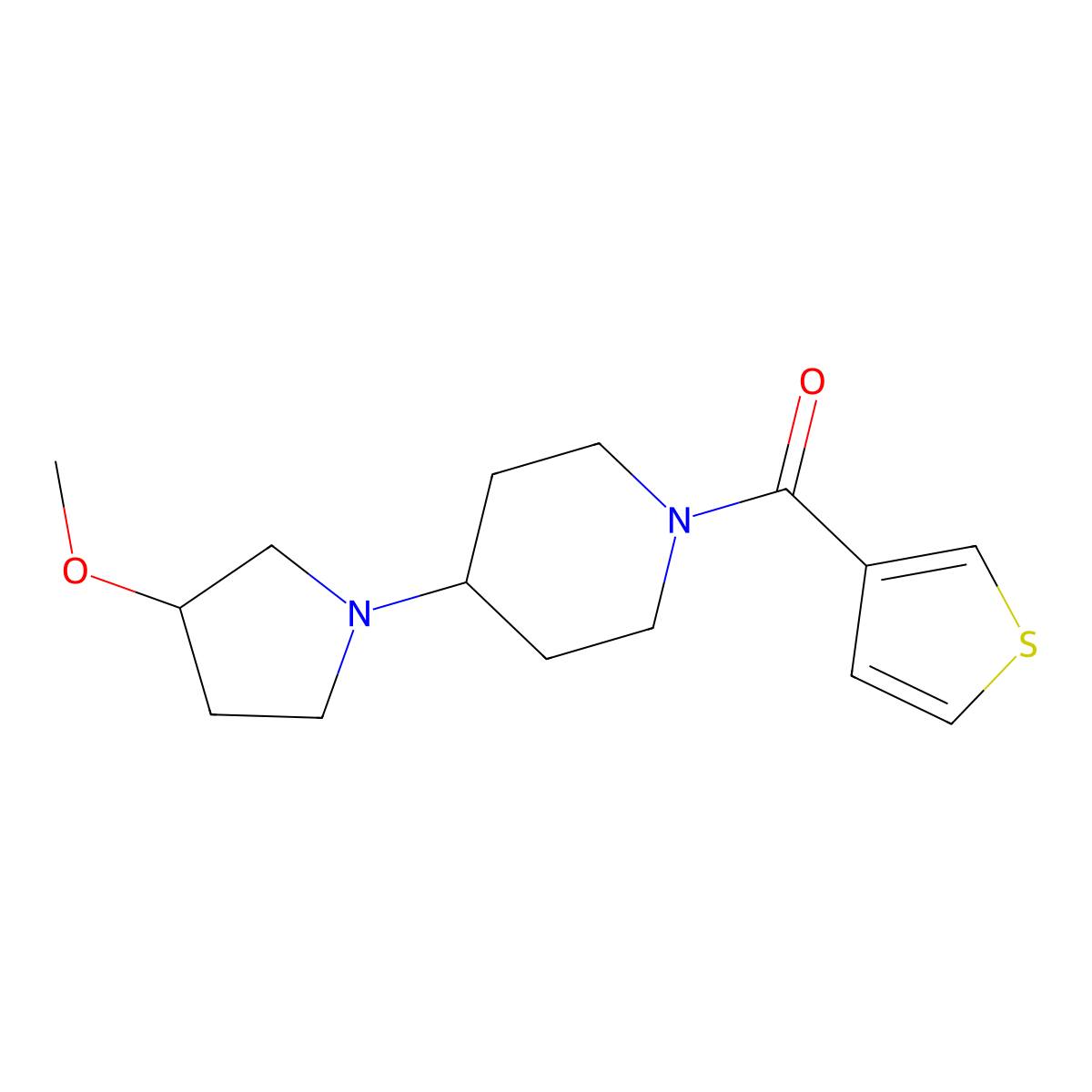 4-(3-Methoxypyrrolidin-1-yl)-1-(thiophene-3-carbonyl)piperidine molecular structure, CAS 2319637-82-4