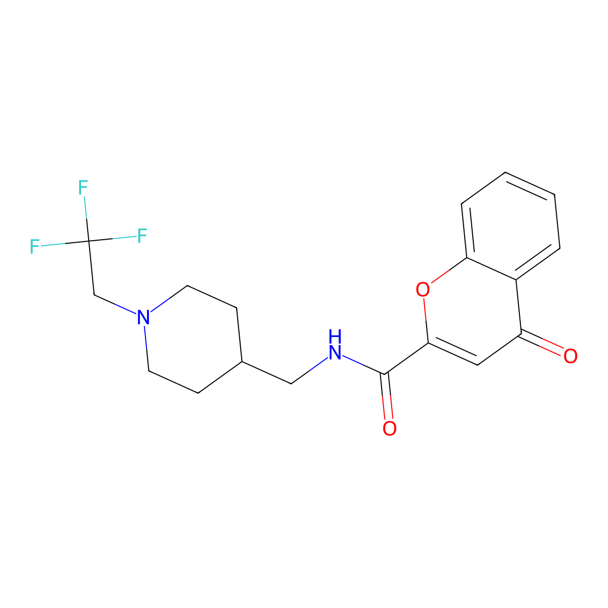 4-oxo-N-{[1-(2,2,2-trifluoroethyl)piperidin-4-yl]methyl}-4H-chromene-2-carboxamide molecular structure, CAS 2319637-87-9