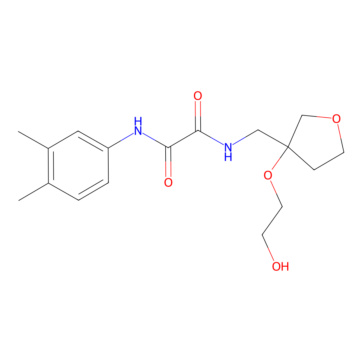 N'-(3,4-dimethylphenyl)-N-{[3-(2-hydroxyethoxy)oxolan-3-yl]methyl}ethanediamide molecular structure, CAS 2319637-94-8