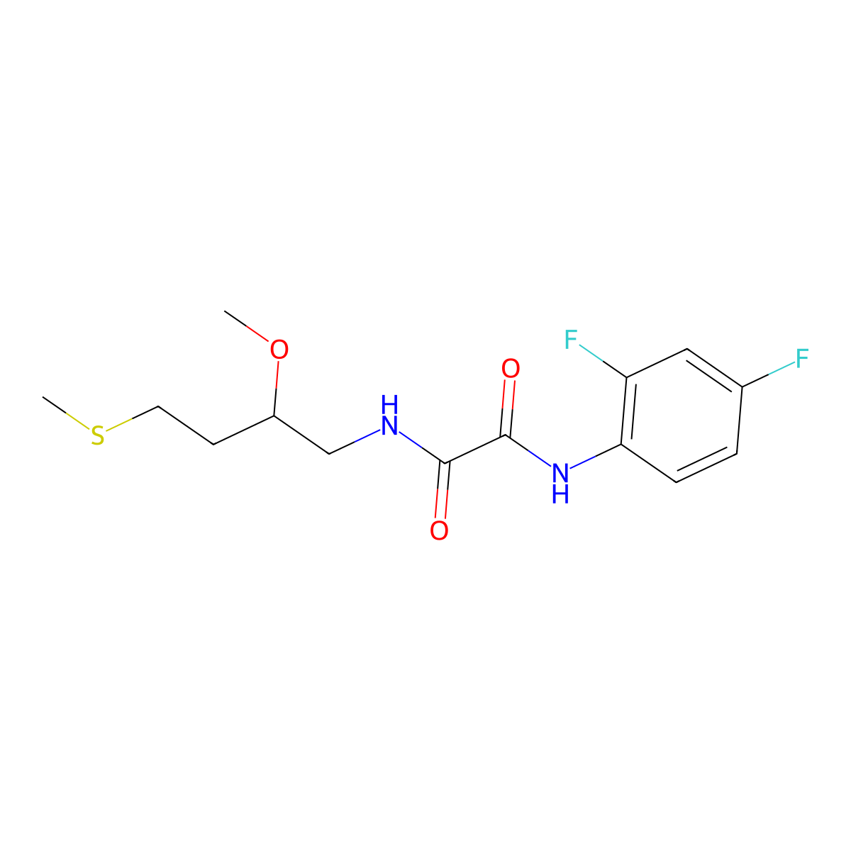 N'-(2,4-difluorophenyl)-N-[2-methoxy-4-(methylsulfanyl)butyl]ethanediamide molecular structure, CAS 2319637-99-3