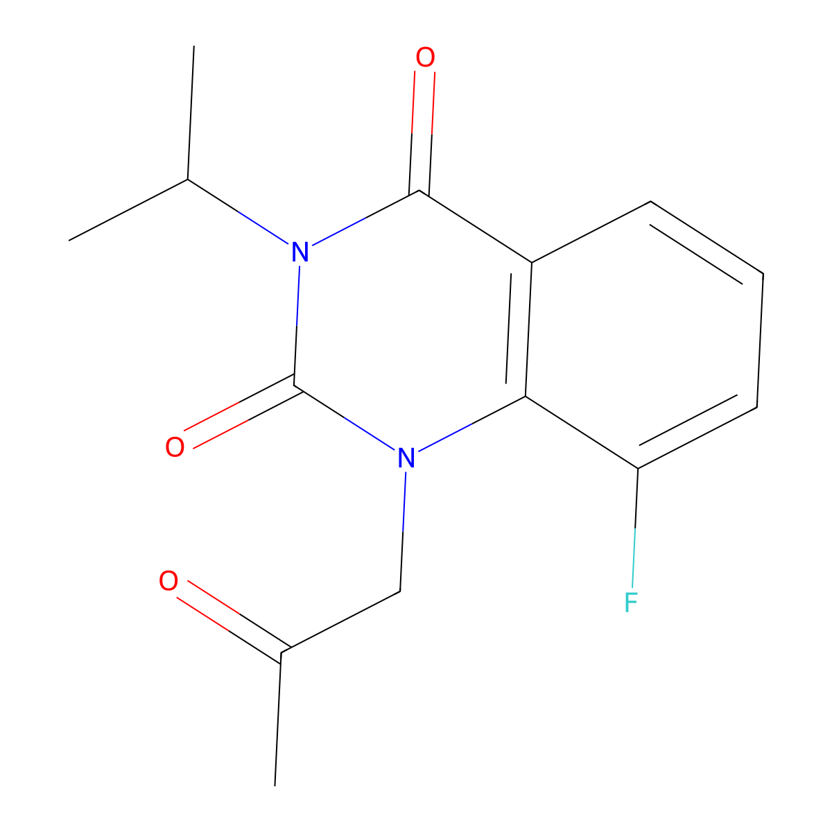 8-fluoro-3-isopropyl-1-(2-oxopropyl)quinazoline-2,4(1H,3H)-dione molecular structure, CAS 2319638-00-9