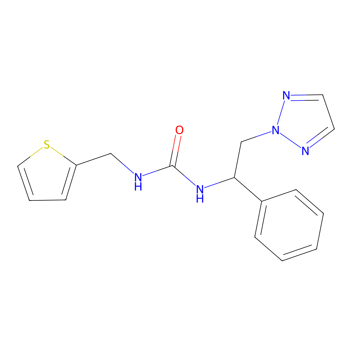 1-(1-phenyl-2-(2H-1,2,3-triazol-2-yl)ethyl)-3-(thiophen-2-ylmethyl)urea molecular structure, CAS 2319638-12-3