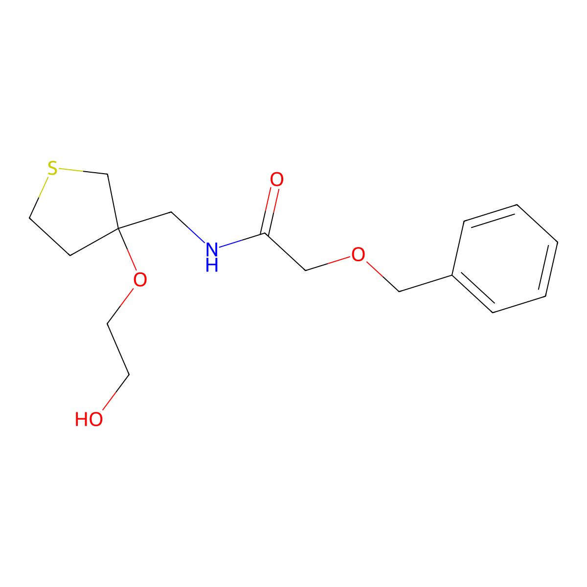 2-(benzyloxy)-N-{[3-(2-hydroxyethoxy)thiolan-3-yl]methyl}acetamide molecular structure, CAS 2319638-21-4