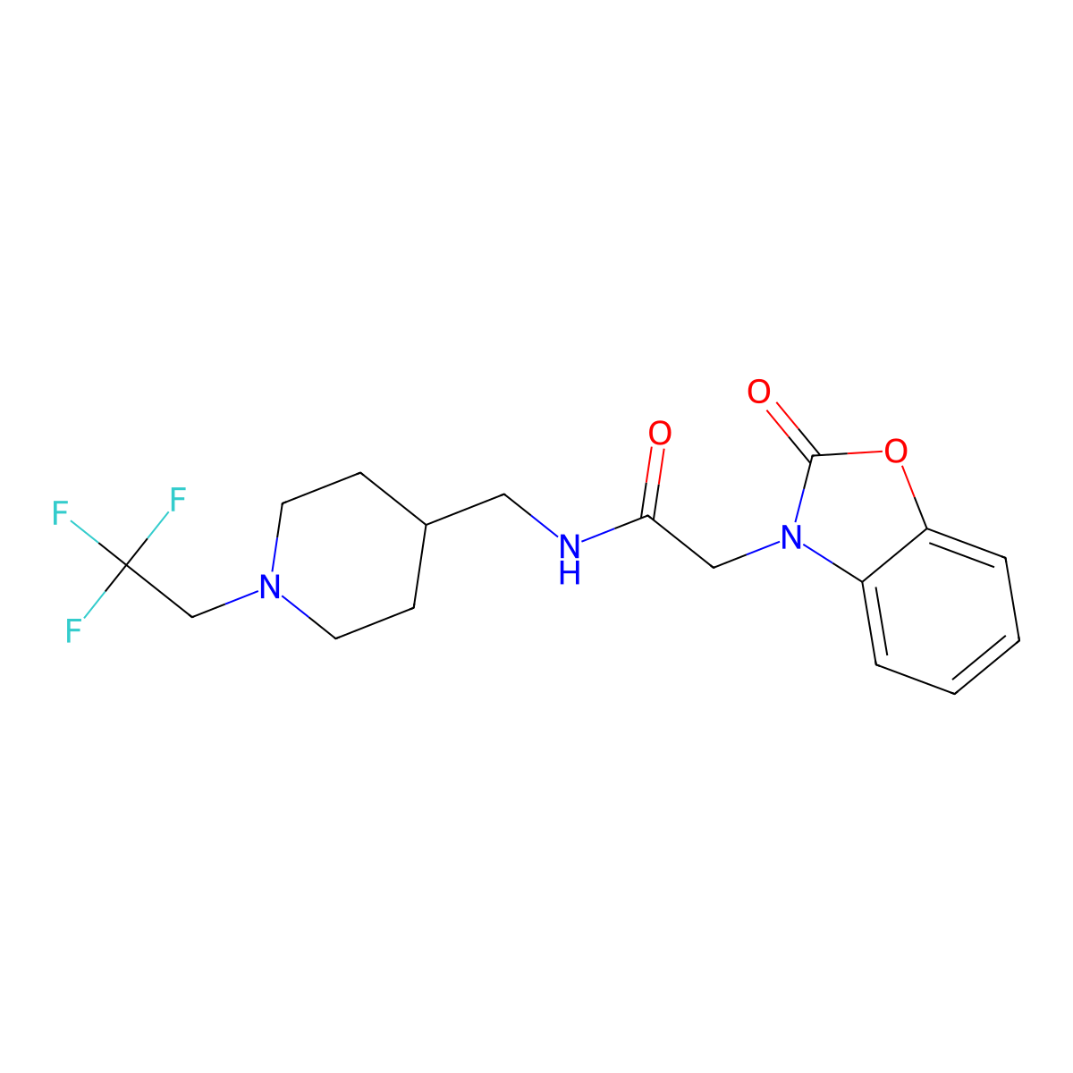 2-(2-oxo-2,3-dihydro-1,3-benzoxazol-3-yl)-N-{[1-(2,2,2-trifluoroethyl)piperidin-4-yl]methyl}acetamide molecular structure, CAS 2319638-27-0