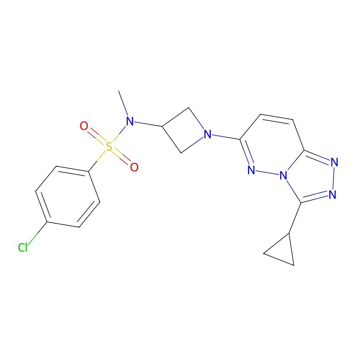 4-chloro-N-(1-{3-cyclopropyl-[1,2,4]triazolo[4,3-b]pyridazin-6-yl}azetidin-3-yl)-N-methylbenzene-1-sulfonamide molecular structure, CAS 2319638-37-2