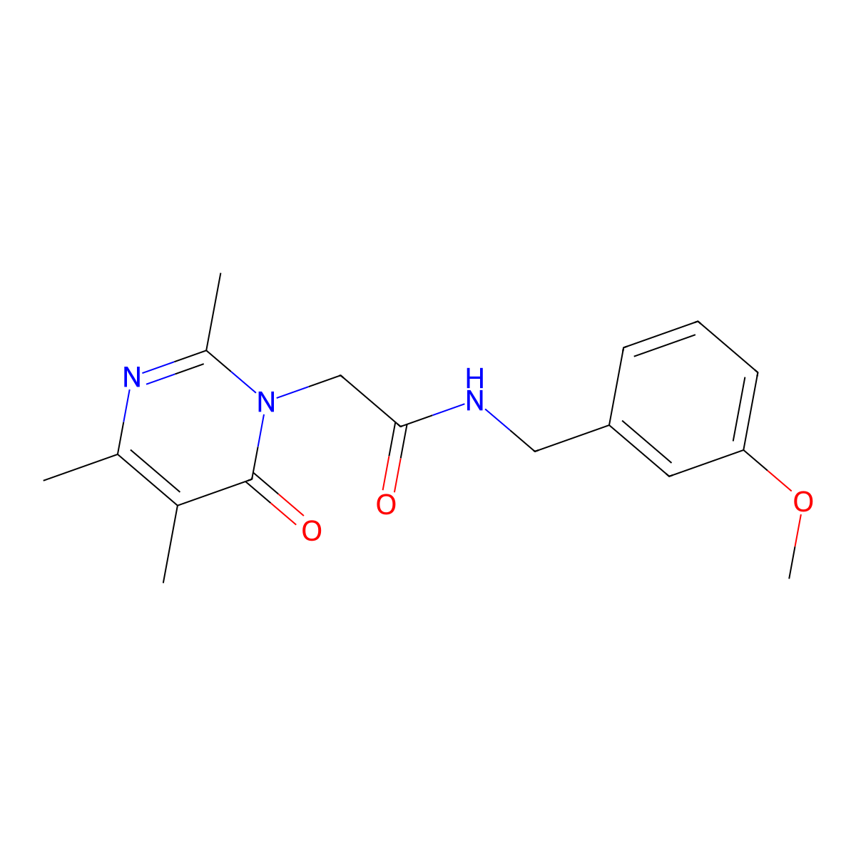 N-[(3-methoxyphenyl)methyl]-2-(2,4,5-trimethyl-6-oxo-1,6-dihydropyrimidin-1-yl)acetamide molecular structure, CAS 2319638-38-3