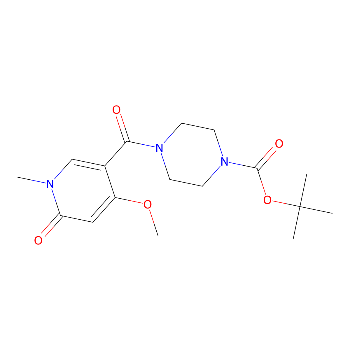 Tert-butyl 4-(4-methoxy-1-methyl-6-oxo-1,6-dihydropyridine-3-carbonyl)piperazine-1-carboxylate molecular structure, CAS 2319638-59-8