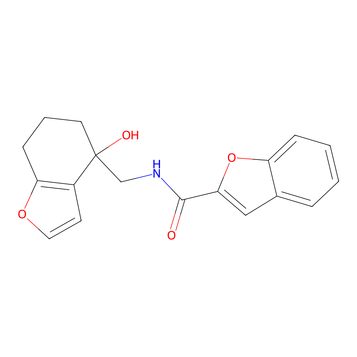 N-[(4-hydroxy-4,5,6,7-tetrahydro-1-benzofuran-4-yl)methyl]-1-benzofuran-2-carboxamide molecular structure, CAS 2319638-73-6