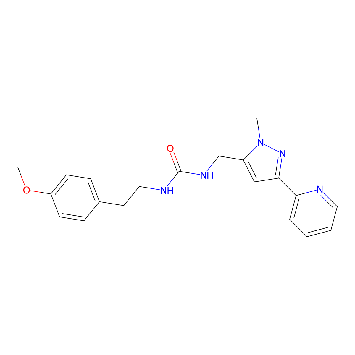 1-[2-(4-methoxyphenyl)ethyl]-3-{[1-methyl-3-(pyridin-2-yl)-1H-pyrazol-5-yl]methyl}urea molecular structure, CAS 2319638-74-7