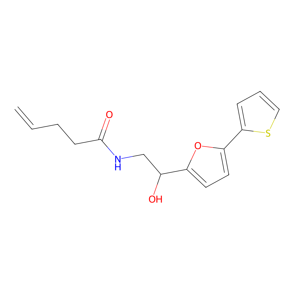 N-[2-Hydroxy-2-(5-thiophen-2-ylfuran-2-yl)ethyl]pent-4-enamide molecular structure, CAS 2319638-81-6