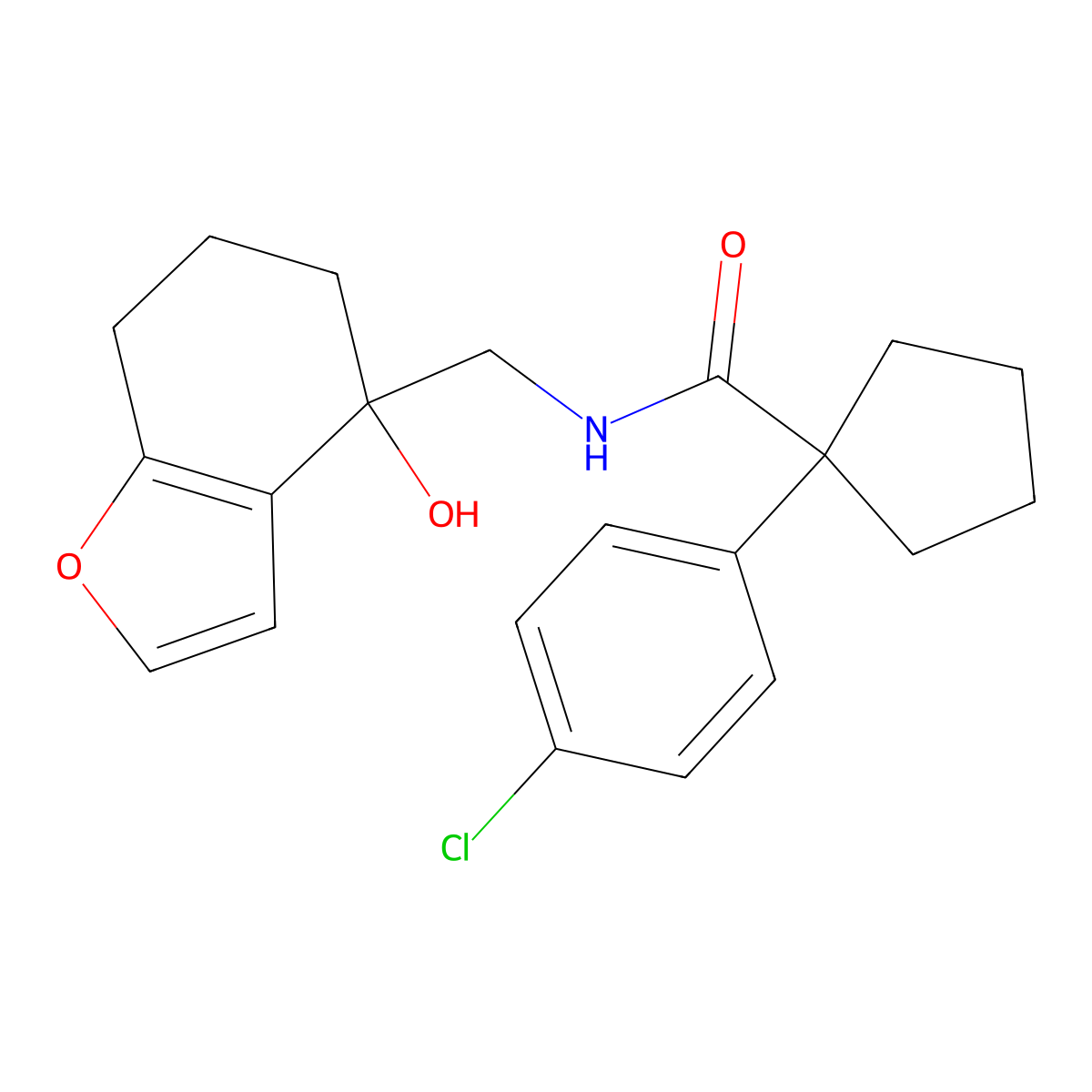1-(4-chlorophenyl)-N-[(4-hydroxy-4,5,6,7-tetrahydro-1-benzofuran-4-yl)methyl]cyclopentane-1-carboxamide molecular structure, CAS 2319638-92-9