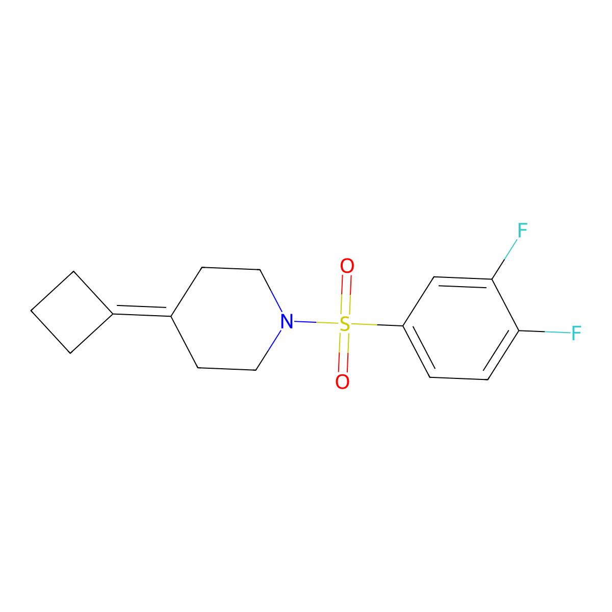 4-Cyclobutylidene-1-(3,4-difluorobenzenesulfonyl)piperidine molecular structure, CAS 2319638-98-5