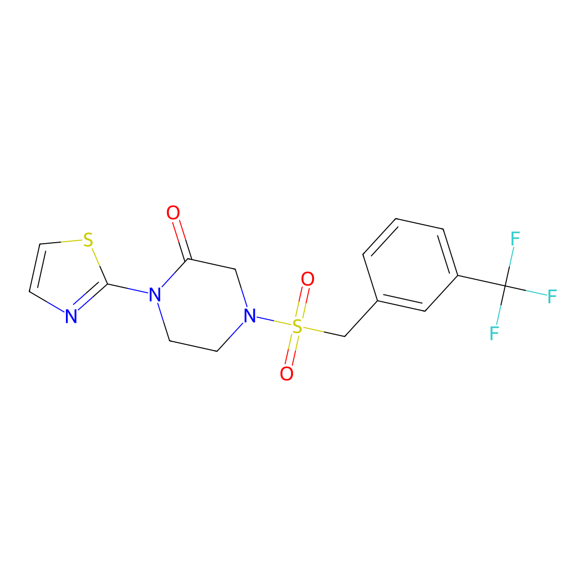 1-(1,3-Thiazol-2-yl)-4-{[3-(trifluoromethyl)phenyl]methanesulfonyl}piperazin-2-one molecular structure, CAS 2319639-02-4