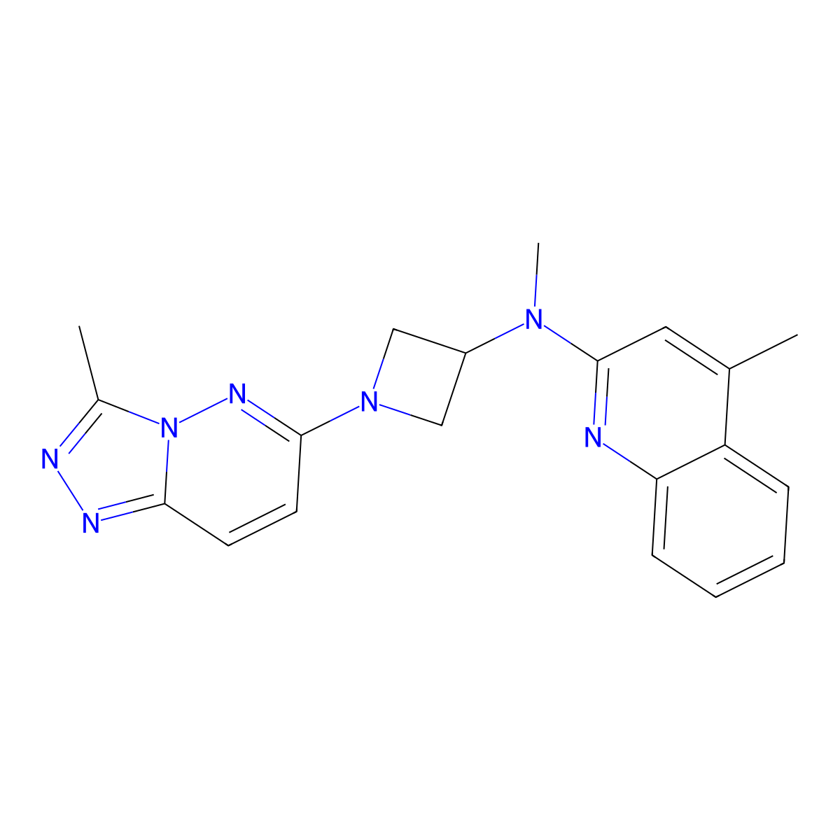 N,4-dimethyl-N-(1-{3-methyl-[1,2,4]triazolo[4,3-b]pyridazin-6-yl}azetidin-3-yl)quinolin-2-amine molecular structure, CAS 2319639-06-8