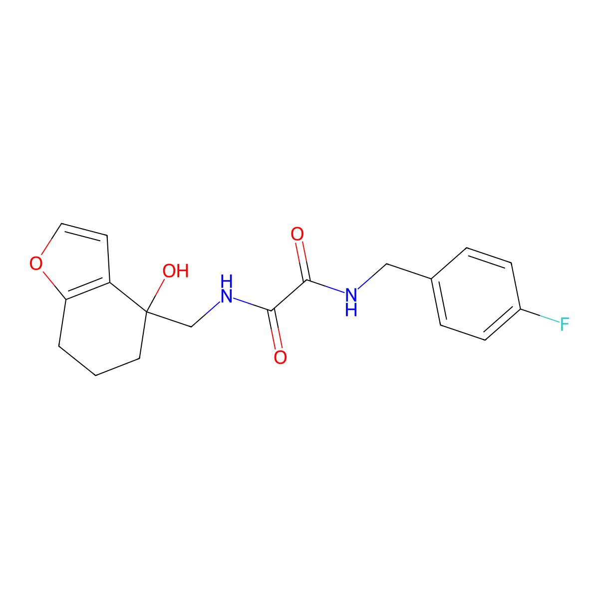 N'-[(4-fluorophenyl)methyl]-N-[(4-hydroxy-4,5,6,7-tetrahydro-1-benzofuran-4-yl)methyl]ethanediamide molecular structure, CAS 2319639-29-5