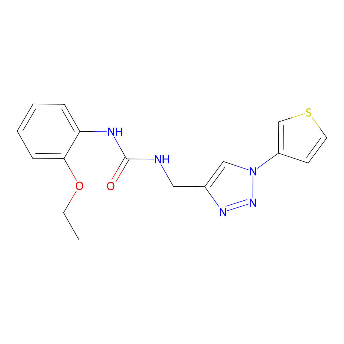 1-(2-ethoxyphenyl)-3-{[1-(thiophen-3-yl)-1H-1,2,3-triazol-4-yl]methyl}urea molecular structure, CAS 2319639-38-6