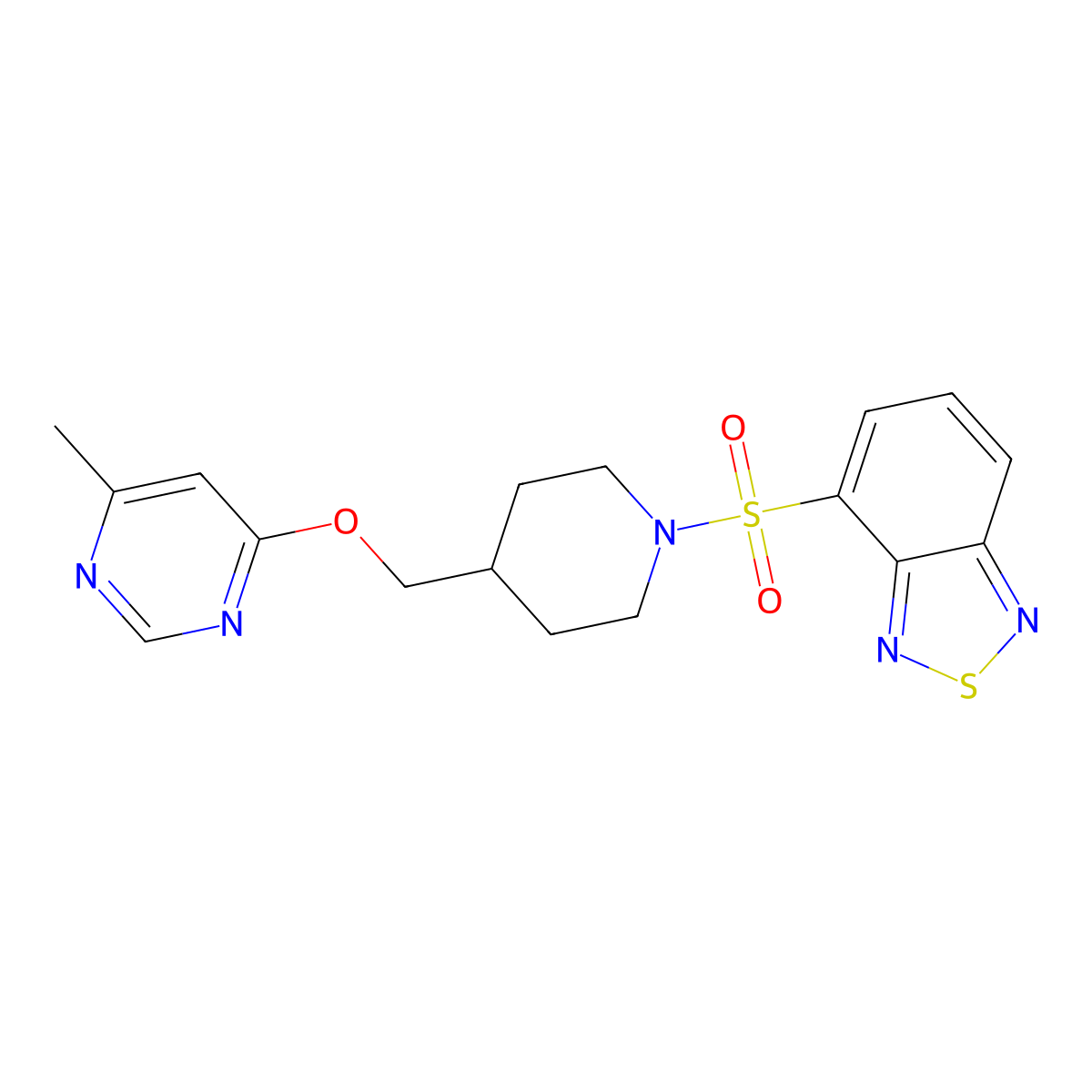 4-((4-(((6-Methylpyrimidin-4-yl)oxy)methyl)piperidin-1-yl)sulfonyl)benzo[c][1,2,5]thiadiazole molecular structure, CAS 2319639-39-7