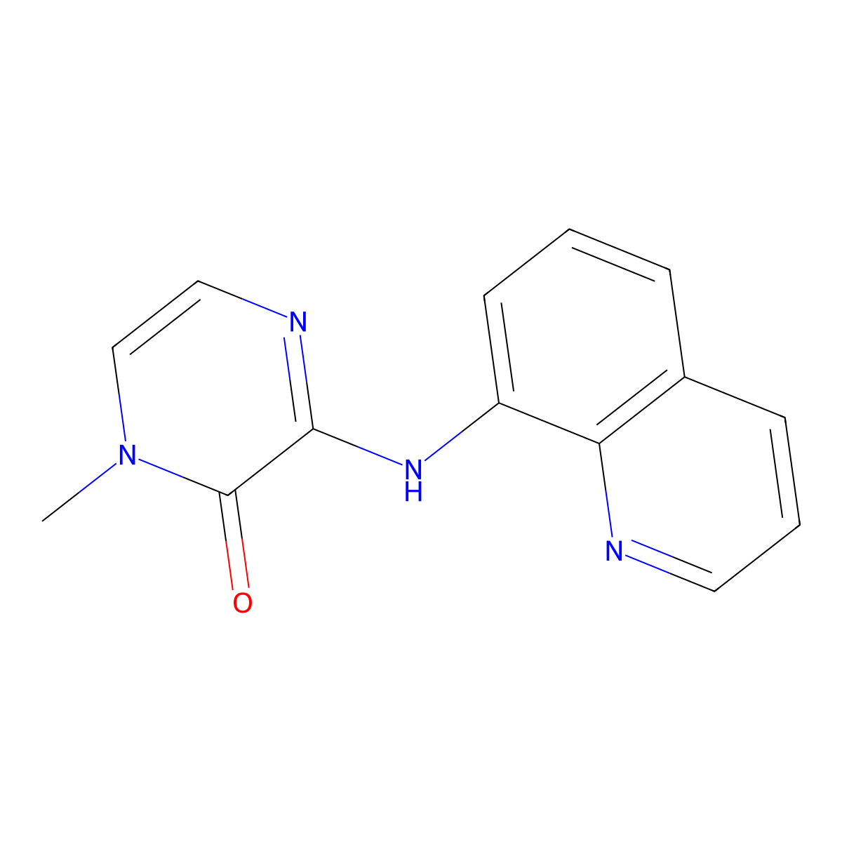 1-Methyl-3-[(quinolin-8-yl)amino]-1,2-dihydropyrazin-2-one molecular structure, CAS 2319639-41-1